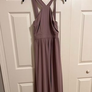 Lulu’s crossed neck bridesmaid dress. Mauve color.